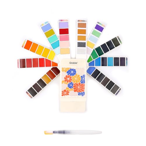 Grabie Watercolor Paint Set, 56 Colors Handheld Watercolor Set of...
