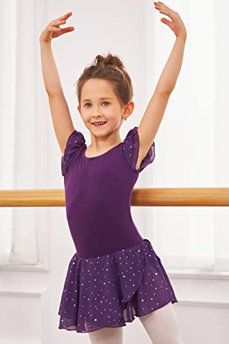 Image of Arshiner Girls Ruffle Sleeve Ballet Dance Dress Tutu Skirted Leotard