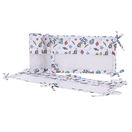 Disney Toy Story Buzz Lightyear Blue, Orange, Green and White Blast-Off Secure-Me Crib Liner
