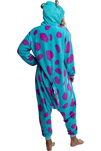 Disney Monsters Inc. Adult Sulley Kigurumi Sherpa Fleece Cosplay Costume One Piece Union Suit3