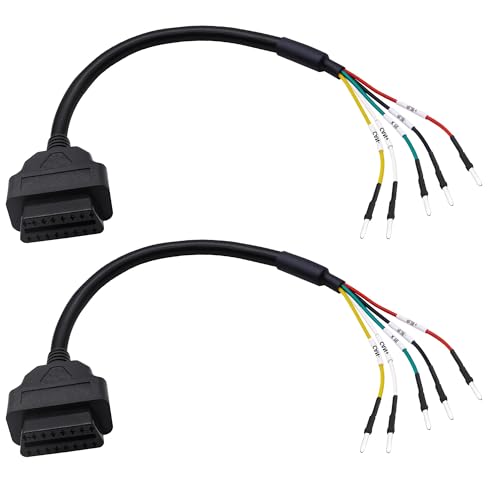 Cable OBD II hembra K+CAN de 16 pines con conexión estable de 30 cm en pack de 2