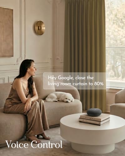 Image of Graywind Motorized Curtains with Track, Room Darkening Smart Curtains, Hardwired Curtains Works with Alexa Google Home Remote Control for Large Windows, Custom Drapes Up to 207 inch, Canvas (Mustard)