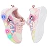 Kid’s Glitter Running Cartoon Sneaker Sparkly Glowing Shiny Bling Princess Shoes School Athletic Walking Shoes for Girls(Pink,12)