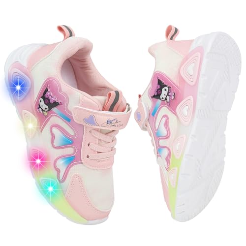 Kosriar Kid's Glitter Running Cartoon Sneaker Sparkly Glowing Shiny Bling Princess Shoes School Athletic Walking Shoes for Girls(Pink,8)