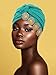 Wosois Headwrap Hair Turbans African Turban Flower Pearl Crystal Twisted Head Turban for Women Fashion (Lake Blue)