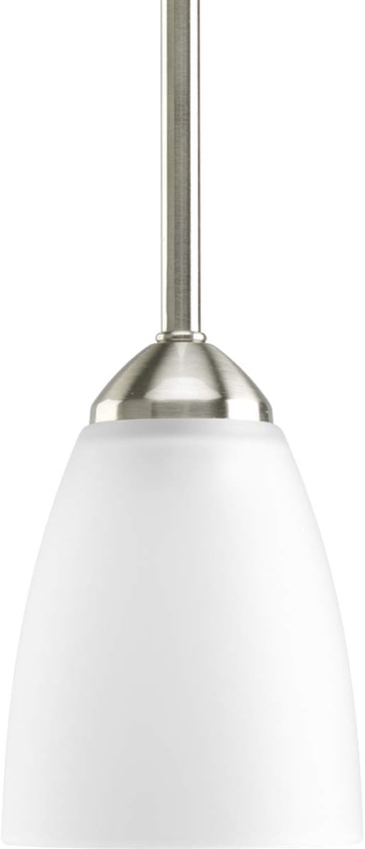 Brushed Nickel Mini Pendant Light with Etched Glass Shade