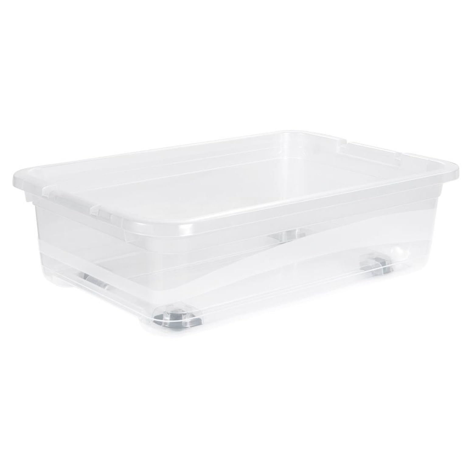 keeeper Boîte de rangement transparente avec couvercle et roulettes