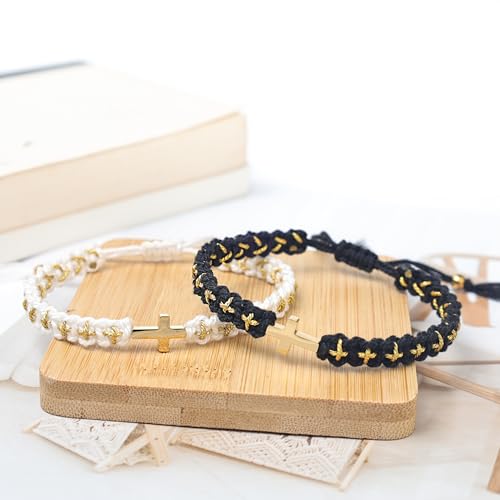 Pulsera de cruz trenzada ajustable para parejas miniatura 4