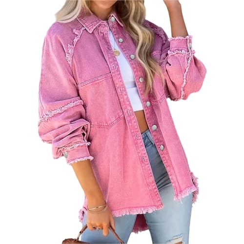 Oversized Denim Jacket Stretchy Denim Jacket Women Lightweight Plus Size Red Jean Jackets For Women Long Sleeve4