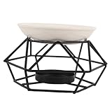 Voyoo Quemador de Aceite de Vela, Quemador de Aceite Esencial de Metal, con Plato Esencial, para SPA, Yoga, meditación y Fragancia casera (Negro)