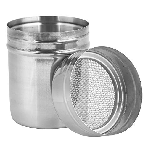Stainless Steel Powder Sifter Shaker with Cover, Salt Pepper Cocoa Flour Seasoning Jar Utensils for Kitchen Cooking (S)