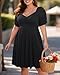 Plus Size Black Dress Puff Sleeve Sweetheart Neckline A Line Short Flowy Skater Cute Homecoming Casual Dresses Pockets