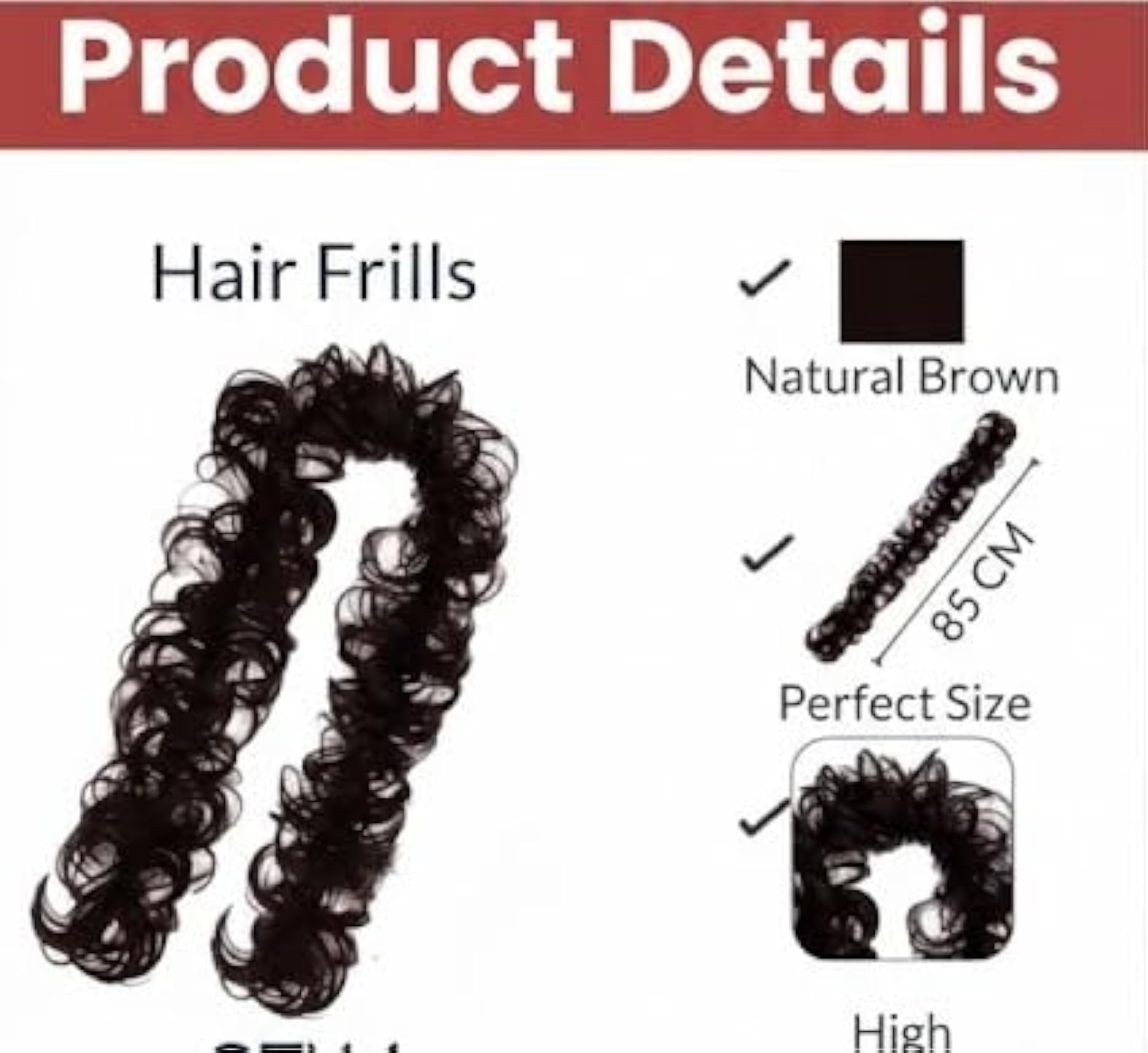 Curly Hair Extension, Natural Black, 85 CM for Women