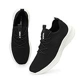VAMJAM Men's Running Shoes Fashion Sneakers Lightweight Breathable Flying Knitting Lace Up Mesh Walking Shoes Workout Casual Sports Shoes Black Size 7