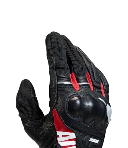 Image of Rynox Air GT 2 Gloves | Short-Cuff Motorcycle Riding Gloves with Impact Protection | Black Red, XL