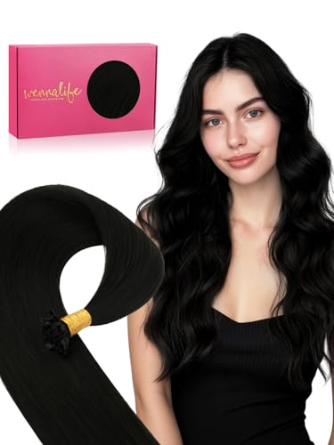 Wennalife WENNALlFE Mini Flat Tip Hair Extensions Human Hair, 50g 60s 20 Inch Jet Black Remy Hair K Tip Hair Extensions Seamless Soft and Invisible Keratin Extensions De Cabello sold by Wennalife - Amazon Seller - HK