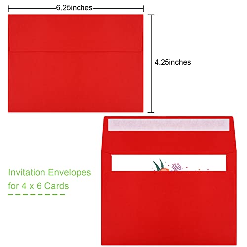 Image of 140 Packs A4 Envelope Red, 4x6 Photo Envelopes for Invitations, Envelopes Self Seal for Weddings, Baby Shower, Photos, Postcards, Greeting Cards, Mailing