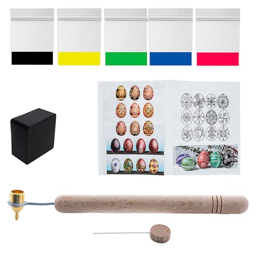 0.3 mm Fine Brass Tip Brass Kistka, Beeswax, 5 Dyes, Instructions Ukrainian Easter Egg Decorating Kit