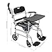 4-in-1 Folding Bedside Commode Chair, Rolling Shower Wheelchair with Arms, 4 Wheels, Detachable Bucket, Toilet Brush, Height Adjustable, Padded Mobile Toilet Chair