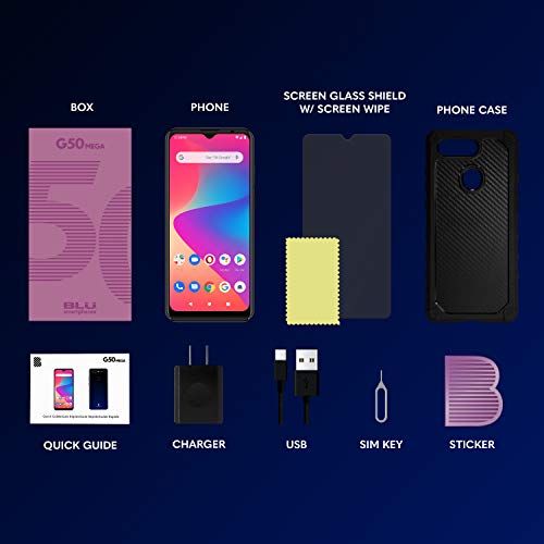 Blu G50 Mega | 2021 | All Day Battery | Unlocked | Us Version | Us Warranty | 2/32Gb | Black #TOP5