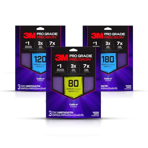 3M Pro Grade Precision Faster Sanding Sheets, NO-Slip Grip Backing,