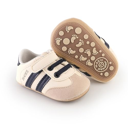 Image of HsdsBebe Baby Boys Girls Pu Leather Hard Bottom Walking Sneakers Toddler Rubber Sole First Walkers Infant Cartoon Slippers Crib Shoes