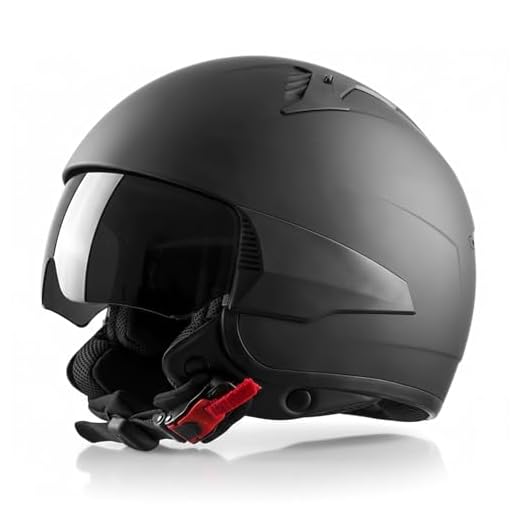 Casco Moto I Casco de Motorista para Hombres y Mujeres I Casco Retro I Casco de Motorista con Visera I Casco de ciclomotor con 3 Piezas Laterales Intercambiables I Certificado ECE