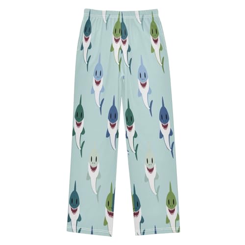 Lovely Sharks Pattern Lounge Pajama Pants Soft PJ Bottoms for Sleepwear Ages 6-14 Years