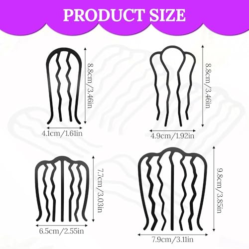 Image of Metal Hair Side Combs and U-Shape Twist Hair Fork Clips (7 Pcs)