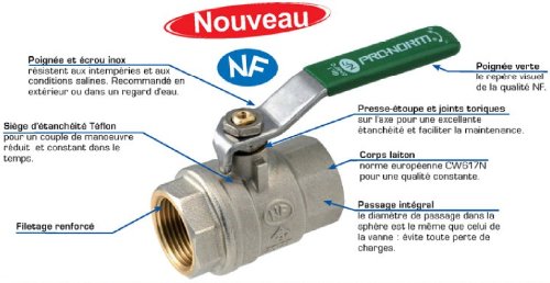 Vanne NF PRONORM Manette Poignée M/F à purge/Diam 20x27(3/4")/M/F