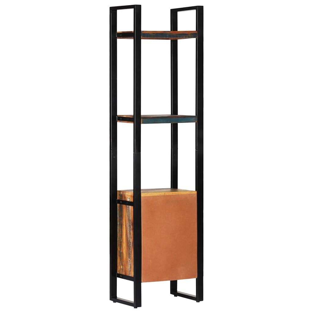 Regał na książki z litego drewna, 45 x 30 x 171 cm, z 1 drzwiami i 3 półkami, wyjątkowy organizer Cube na książki, dekoracje i akta