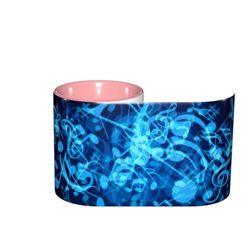 Tasse à thé en céramique notes de musique bleues 325ml - 5