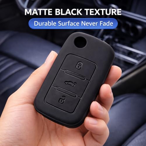 Image of JVCV Soft TPU Key Cover Compatible with Volkswagen Polo, Vento, Jetta, Ameo, Passat & Skoda Rapid, Laura, Superb, Octavia, Fabia, Yeti Folding Key (Combo - Matte Black & Transparent)