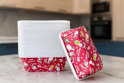 Image of Loaf Pans, Plumpy Disposable Loaf Bread Pan, Bread Pans for Baking Molds with Festive Snowflake and Christmas Designs, for Cakes and Treats (Mix Colour Pattern & Design, Pack of 10)
