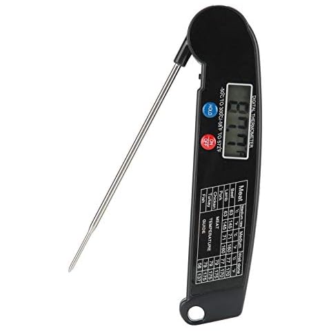 Large and Bright LCD Screen Foldable Probe Design Read Meat Thermometer, Saves Power BBQ Auxiliary Equipment, for Cooking Food Adult Kitchen Cooking Home(Black) Cover