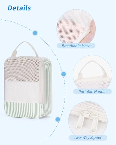 Narwey 6 Set Striped Compression Packing Cubes for Travel Kids Women, Durable Packing Organizers Bag for Carry on Luggage Suitcase Duffle Bags Backpack (Stripe Combined)4