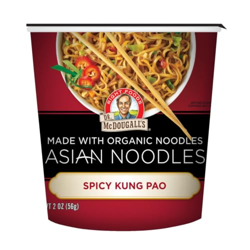Dr. McDougall's Spicy Kung Pao Noodle Entree Cup - Organic Ramen Noodles with Peanuts - Vegan, Non-GMO - No Seed Oils, No Palm Oil - 2 oz (Pack of 6)