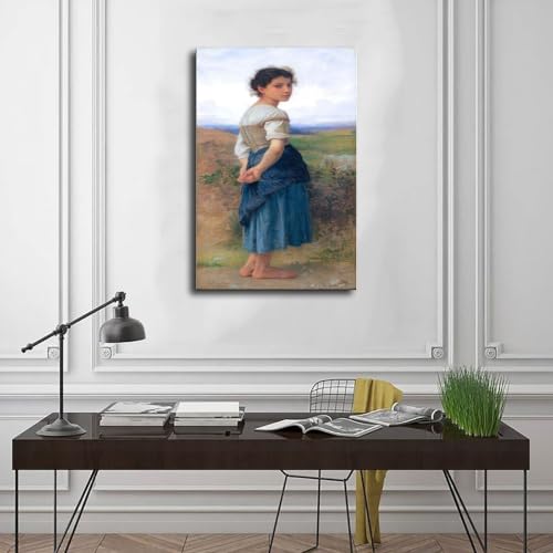 Poster Jeune Bergère de Bouguereau cadre à suspendre art classique - 3