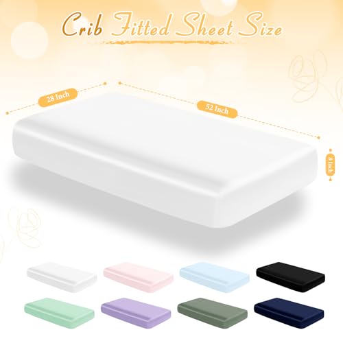 Image of Entisn 28x52 Satin Fitted Crib Sheet 2 Pack, White and Baby Pink | 8-Inch Deep Pocket Snug Fit, Silky Satin Protects Hair And Skin, No-Slip Reinforced Edges, Machine Washable Fade-Resistant
