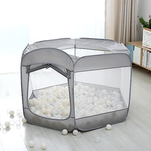 Heopeis Ball Pit Play Tent for Kids - 6-Sided Ball Pit for Kids Toddlers and Baby - Fill with Plastic Balls (Balls Not Included) or Use As an Indoor/Outdoor Play Tent Great Gift Idea (Gray) - Thumbnail 7