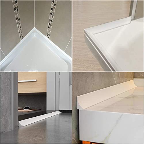 39Inch Water Barrier For Sink,Kitchen Splash Guard,Shower Corner Water Guard For Bathtub Edge,Silicone Collapsible Water Dam Strip For Countertop,Frameless Shower Threshold Water Stopper For Bathroom. #TOP4