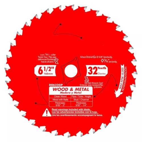 YOKAMU Replacement 6-1/2 Inch x 32 Tooth Wood & Metal Saw Blade for Diablo D0632GPX