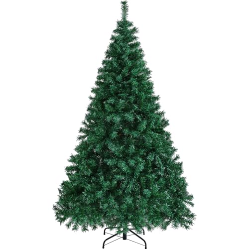Yaheetech Arbre de Noël Artificiel 183 cm, Sapin de Noël avec Support en Métal, 1000 Branches, PVC, Vert, 110 cm φ × 183 H