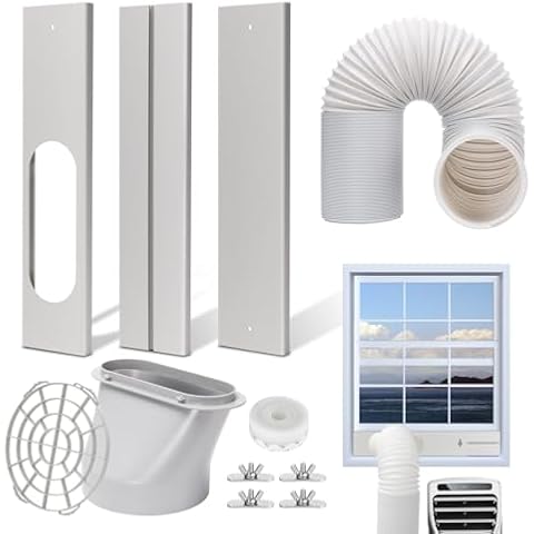 BEWAVE Portable Air Conditioner Window Vent Kit, Adjustable Window Seal Kit with 5.9" Hose for AC Unit Universal for Sliding Horizontal or Vertical Window Cover