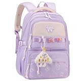 Clufar Schulrucksack Mädchen 12 Jahre Schulranzen Mädchen Teenager Lila für Schule Reisen Wasserdicht Rucksack Damen Daypacks Schultasche Backpack School Bag Großer für Causal Wrok,Purple