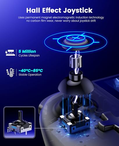 Image of NinABXY Hall Effect Joystick Controller for Nintendo Switch 2, Wireless One-Piece Handheld Switch Joypad - Macro, Ergonomic Grip, Turbo- Christmas Accessories, Black,M