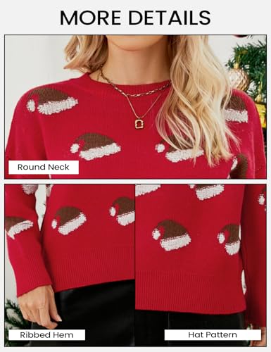 Image of Yimoon Ugly Christmas Sweater for Women Funny Xmas Long Sleeve Knit Pullover Top Cute Santa Tree Reindeer Sweater