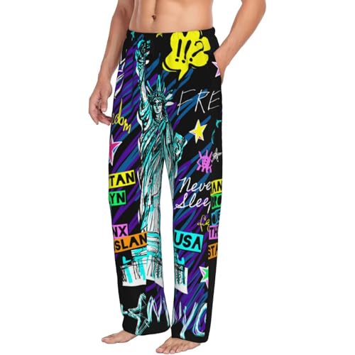 New York City Print Men'S Pajama Pants Soft Sleep Lounge Pants With Pockets-2