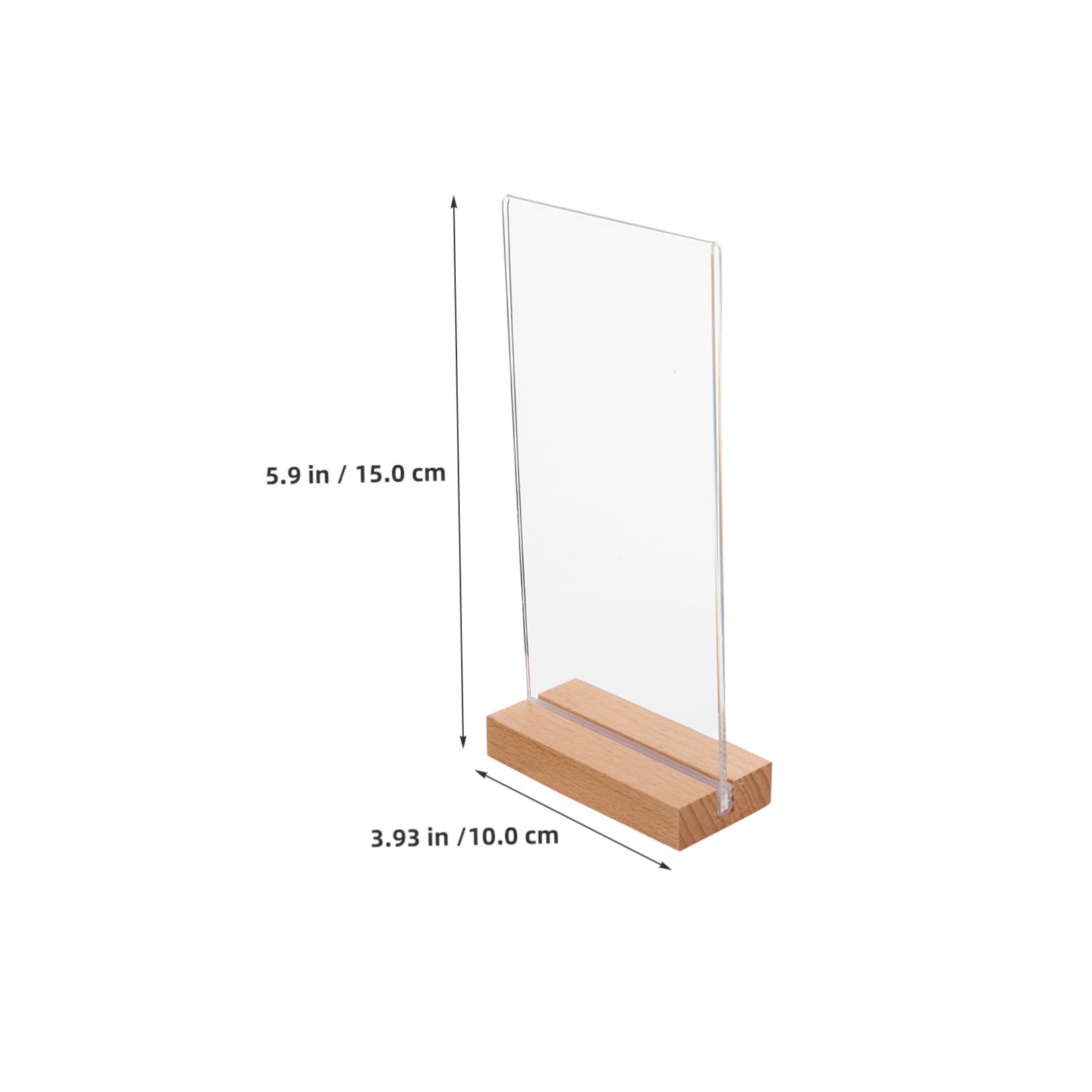 Toyvian Porta Menu in Acrilico a T Base in Legno, 5 Pezzi, Verticale | Ufficio e Numeri Tavolo, Profilo Leggero e Compatto, Stile Moderno, Essenziale, Elegante, da Esposizione
