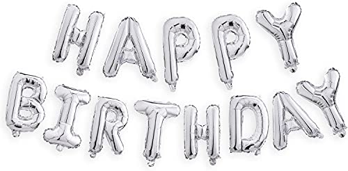 Bannière de ballons joyeux anniversaire, Guirlande Happy Birthday lettres en aluminium mylar de 16 pouces pour la décoration, décoration de fête et d'événement gonflable pour enfants et adultes Cover